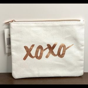 XOXO White canvas cosmetic bag